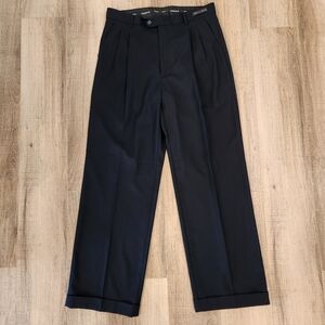 Inserch Men's Regular Fit Pleated TR Dress Pants Office Business Navy Blue 34x32